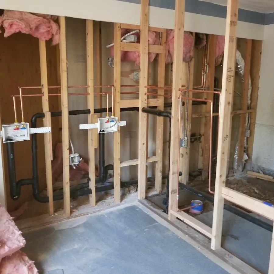 Copper pipe rough-in and plumbing installation in Springdale